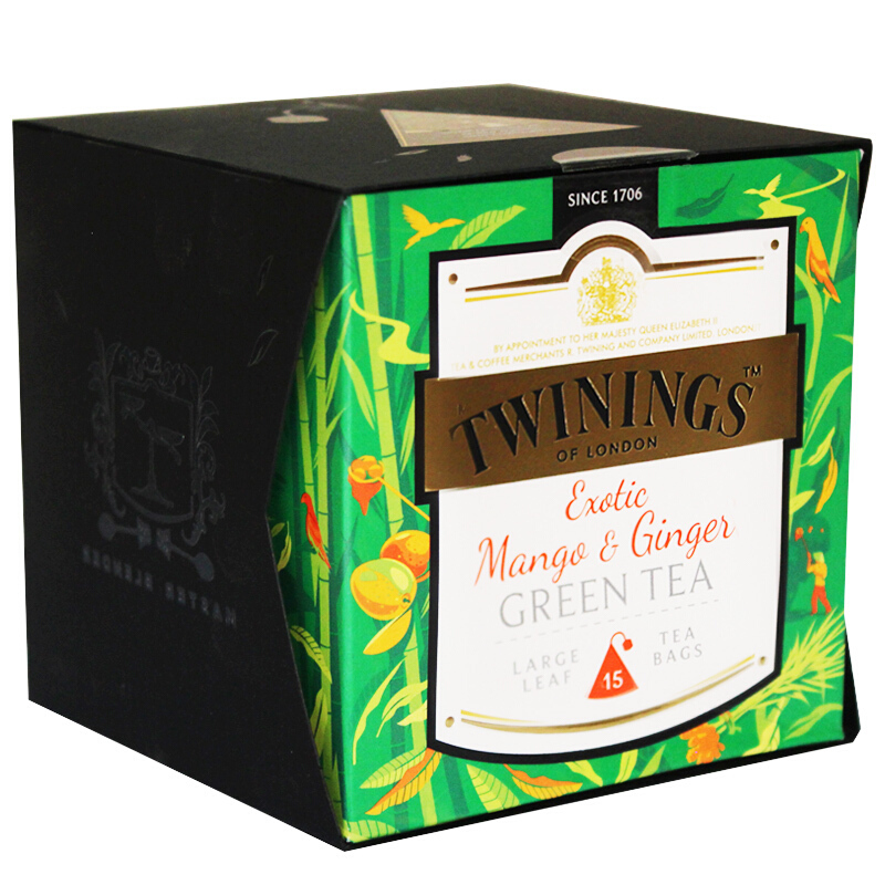 英国川宁(TWININGS) 异国风情姜芒绿茶15包*2g 波兰进口茶叶袋泡茶包