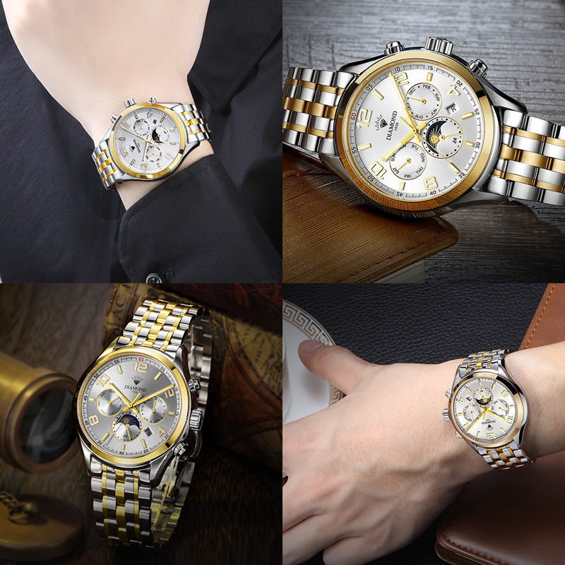 上海钻石牌diamond手表沙漏系列男自动机械表运动时尚多功能夜光防水