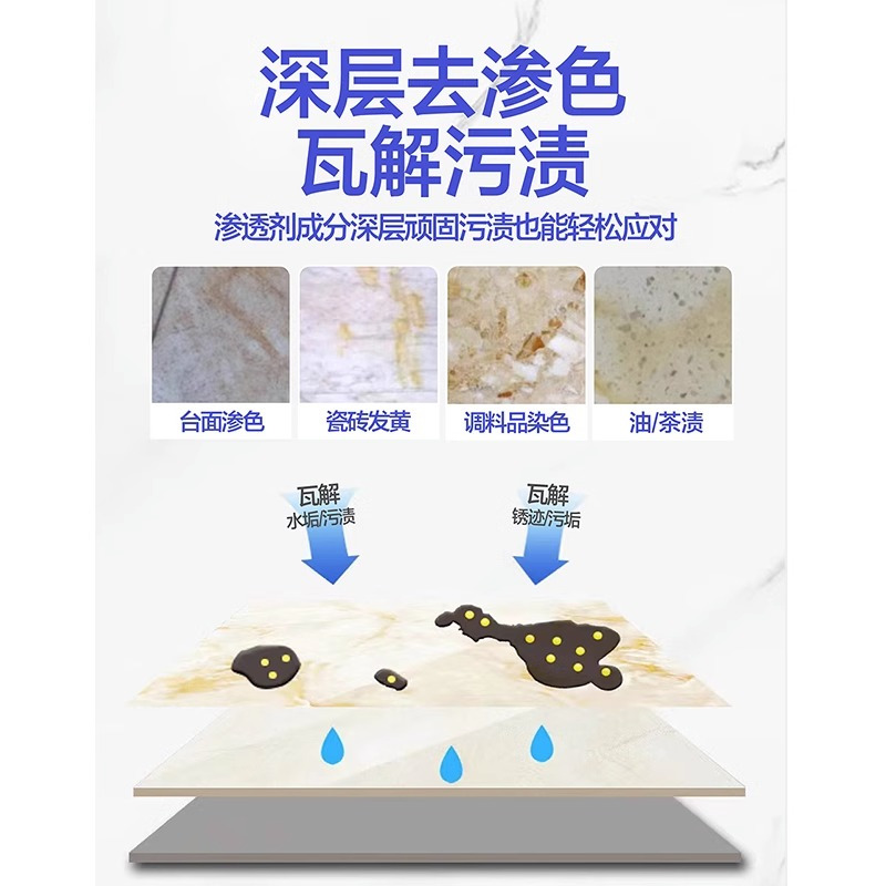 厨房大理石渗色清洁剂石英石台面石材清洁粉瓷砖清洗强力去污抛光高清大图