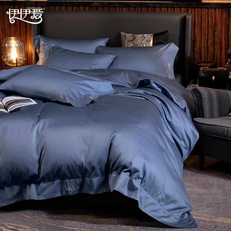 伊伊爱 长绒棉吉系列刺绣素色四件套200*230cm（单位：套）高清大图