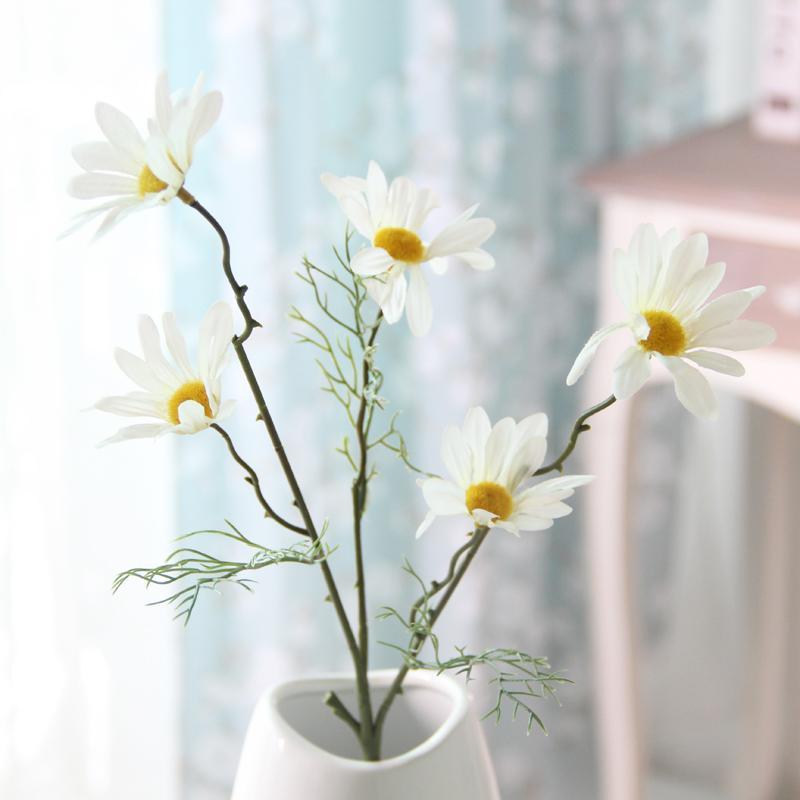 单支小雏菊客厅创意仿真花假花绢花家居花艺装饰品餐桌花10支-白色