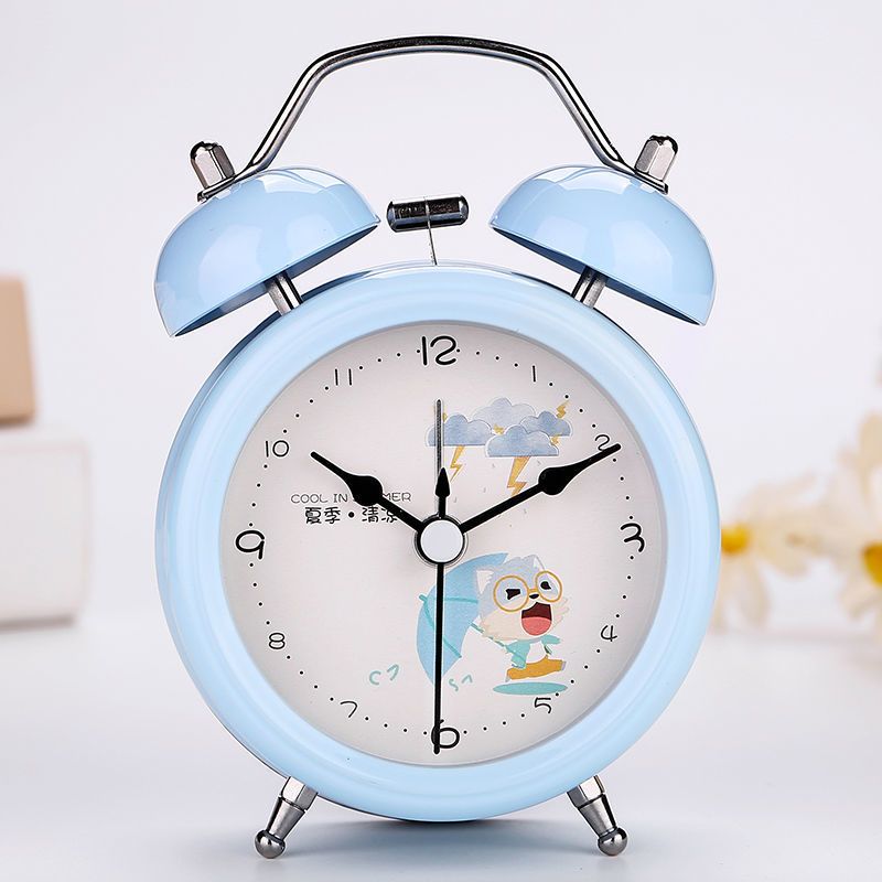 充电小闹钟学生用卧室床头静音儿童卡通可爱电子表多功能简约时钟小号