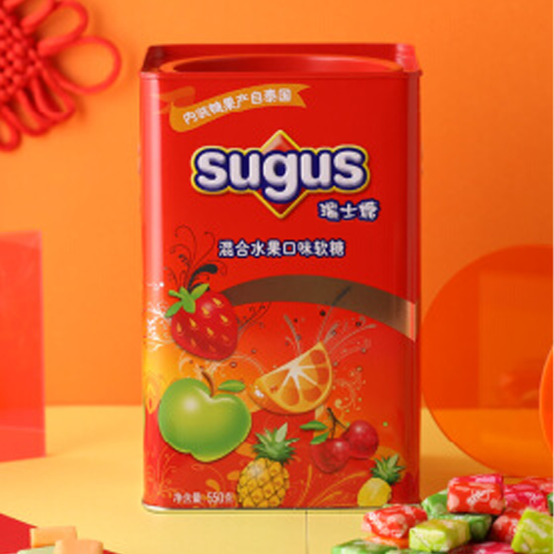 瑞士糖 年货礼品新年糖果 混合水果味软糖灌装 春节送礼必备550g