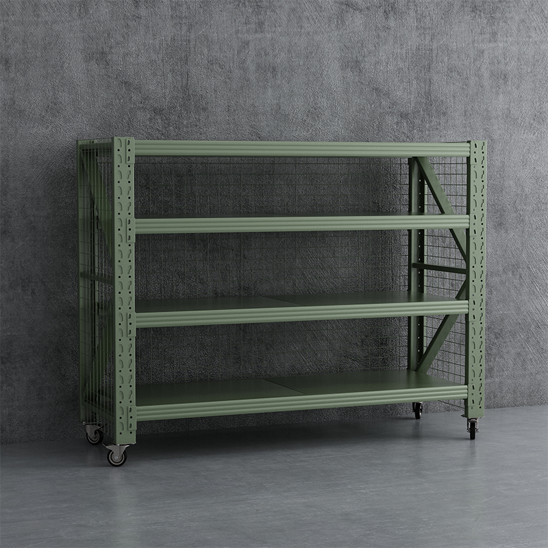 臻远 ZYJJ-HJ-086 可移动货架库房置物架带轮重型货架四层后背带网2000*700*1600mm/500kg