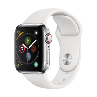 Apple Watch Series4 智能手表GPS+蜂窝网络款 44毫米银色铝金属表壳搭配白色运动型表带