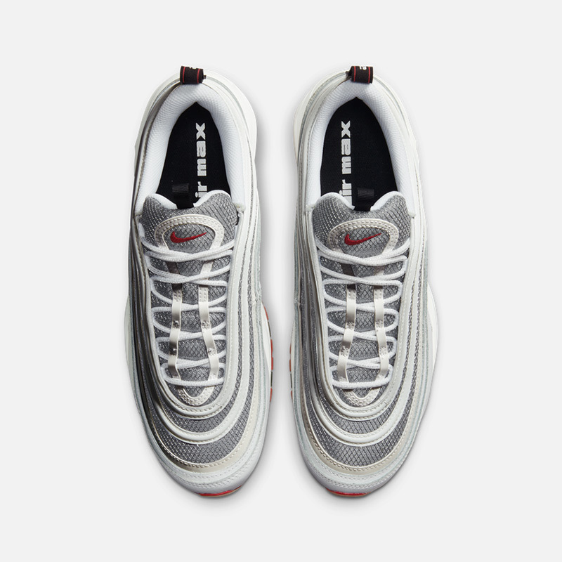 nike air max 97 "white bullet" 复古休闲跑步鞋 银白红 dm0027-100