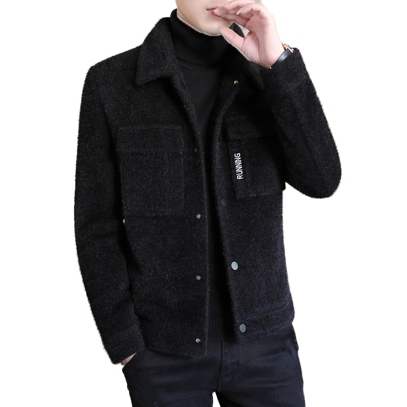 yuansu男士毛呢大衣短款秋冬加厚立领外套韩版潮流帅气呢子风衣冬季