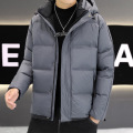 男士连帽羽绒服男秋冬季新款潮流帅气加厚白鸭绒保暖休闲青年外套 M 355-YRF-808GR灰色