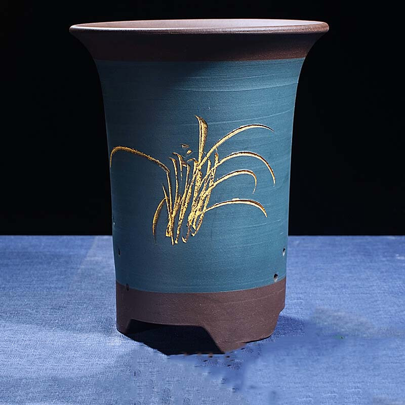 宜兴紫砂陶瓷特大号大口径兰花盆绿萝吊兰陶瓷花盆花盆