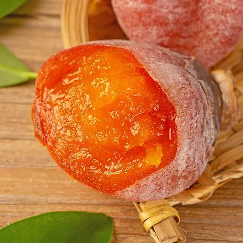 熊猫鸟试吃装陕西富平柿饼4枚正宗霜降干柿子饼软糯可口霜多肉厚