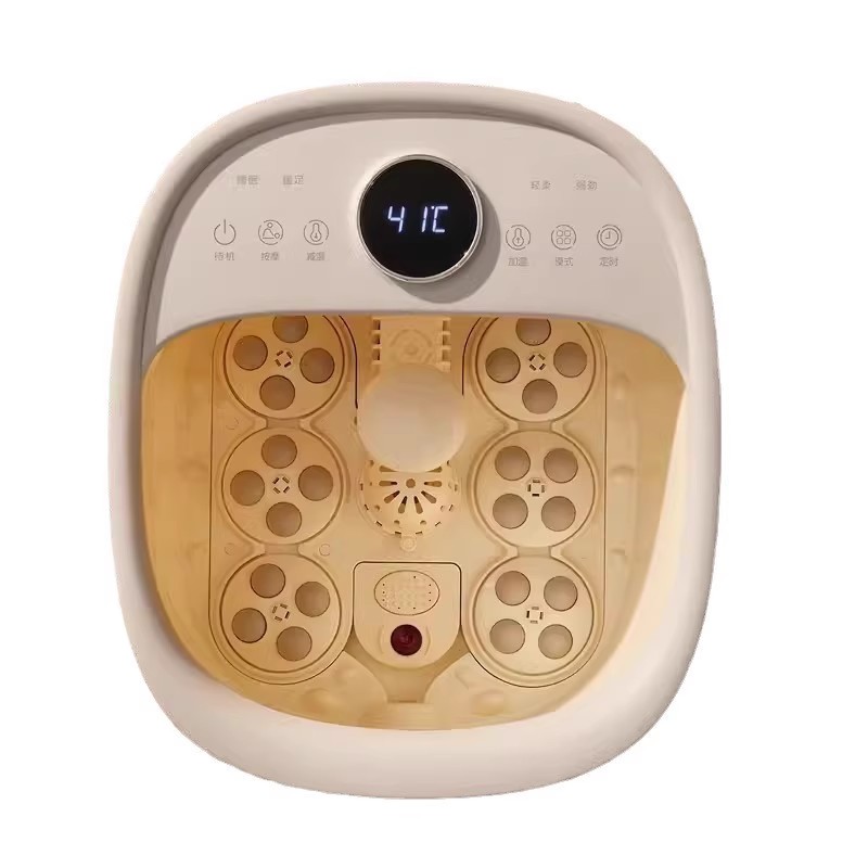 小熊智能足浴盆加热按摩器多功能LED足疗盆舒适静音设计