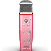 飞利浦(Philips)VTR5160多功能麦克风全民k歌唱吧喊麦声卡语音转文本录音 粉色