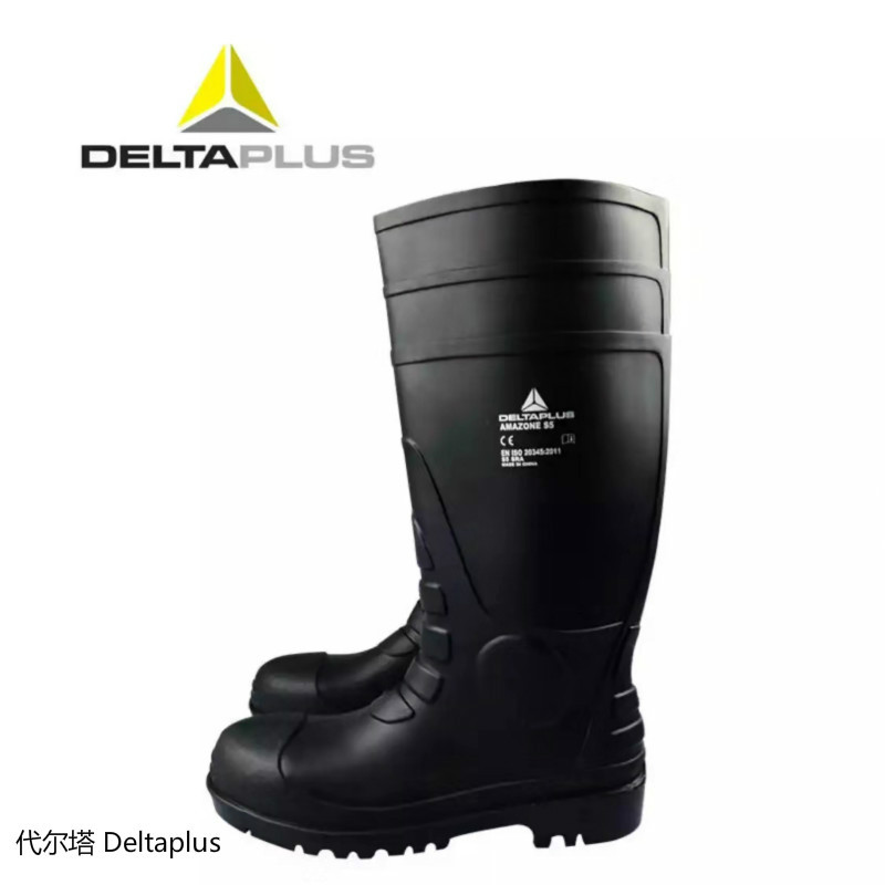 代尔塔 Deltaplus 劳保鞋301407雨靴 男女 防砸高帮安全鞋防滑防水鞋 防穿刺耐酸碱工作鞋 黑色42码