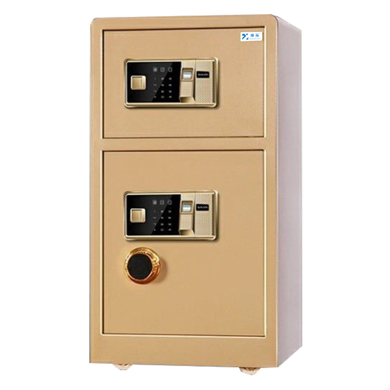 臻远全钢实心防盗保险柜 高150cm双门双层指纹款土豪金色高清大图