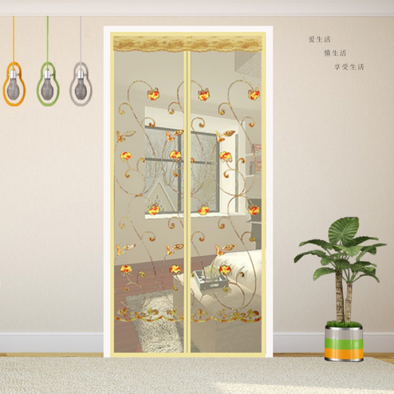 家柏饰(CORATED)夏季网纱窗防蚊帘卧室家用魔术贴隔断磁性磁铁对吸自吸防蝇 米黄条纹(魔术贴) 100*200cm高清大图