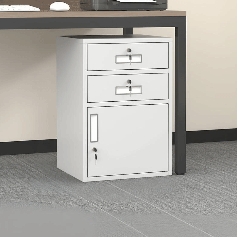 易企采 【二抽一门】白色 650*440*390MM 办公室资料文件矮柜 单位:台 货期七天 质保一年