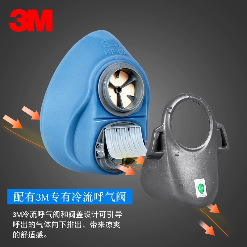 3M硅胶HF-52防毒面具防粉尘打药装修甲醛喷漆异味油漆面罩高清大图