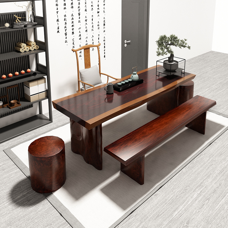 唐臻新中式简约实木茶桌椅组合家用泡茶台功夫茶几茶道桌茶具套装一体