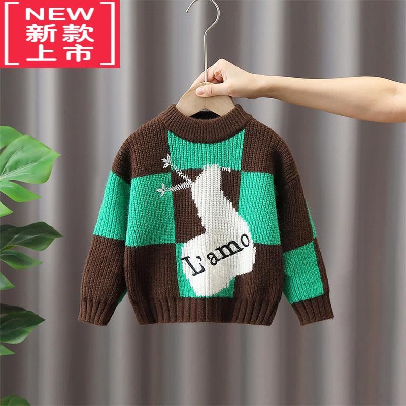 可莉允男童毛衣秋冬款2022新款儿童加绒毛线衣帅宝宝男孩加厚洋气潮冬季图片