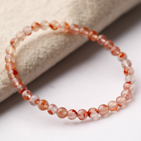 天然冰飘南红玛瑙手链女半宝石水晶甜美手串唯美精致小颗4.5毫米 粉红色4.5mm冰南红手链