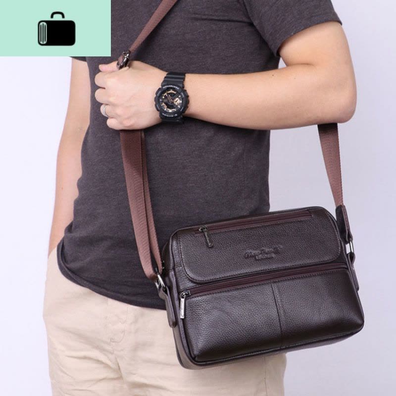 牛皮单肩包男士皮商务背包休闲斜挎包大容量IPAD包手提男包NEW LAKE男士手提包图片