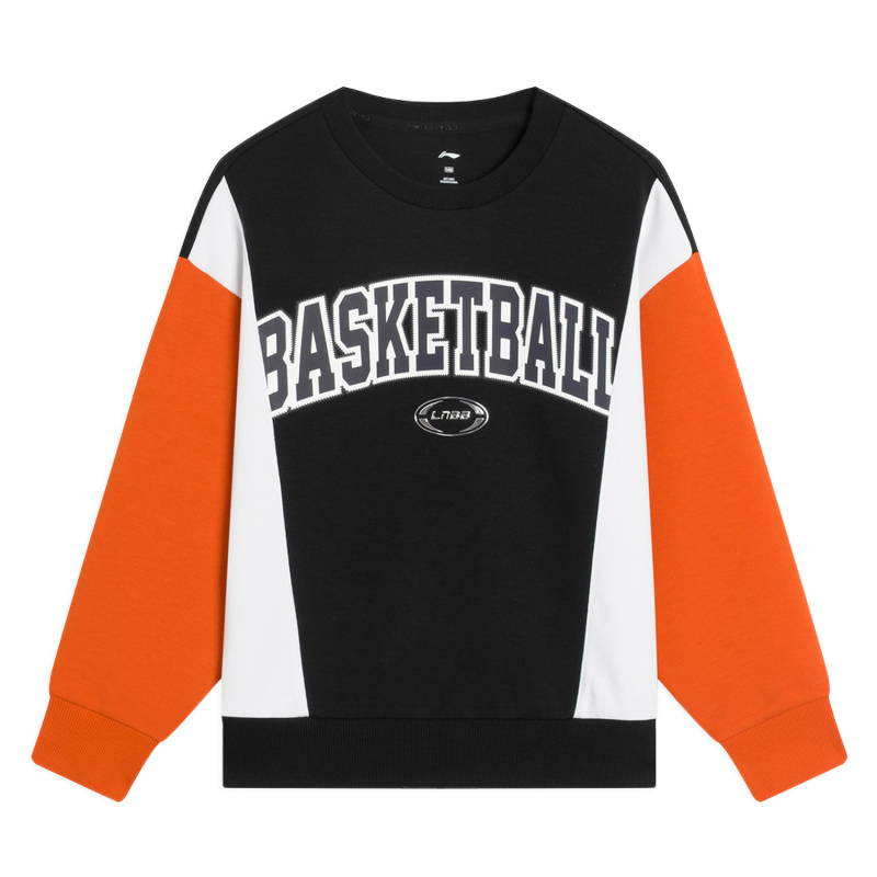 李宁童装卫衣男大童2022新款篮球系列套头长袖圆领宽松秋季运动服