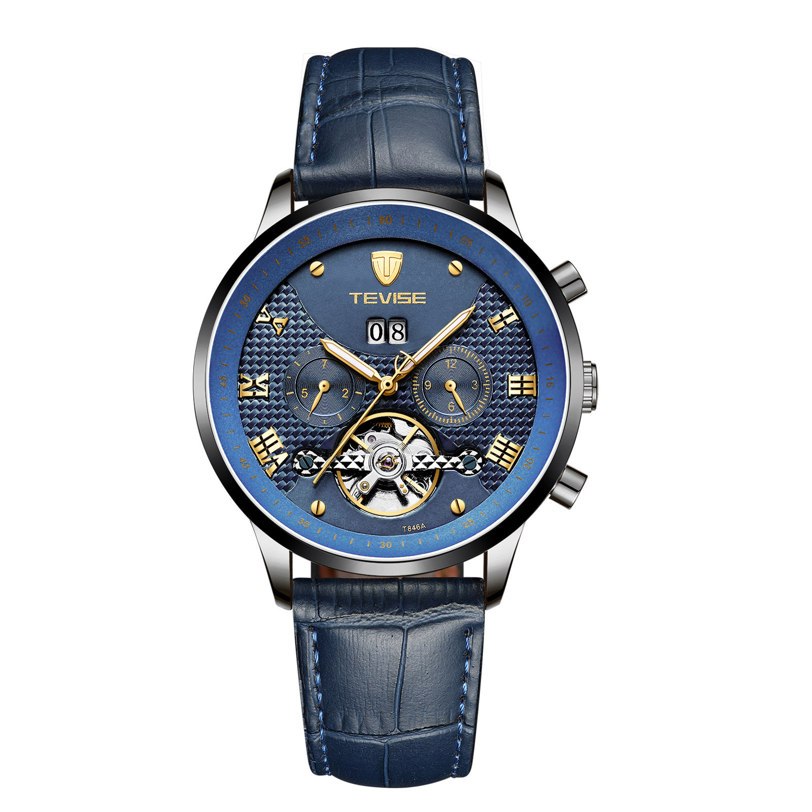 瑞士tevise特威斯品牌男士手表全自动多功能男表防水机械表简约时尚