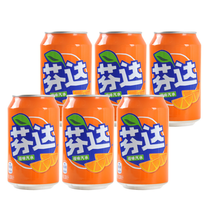 可口可乐芬达罐装330ml6听装碳酸饮料橙味汽水视频