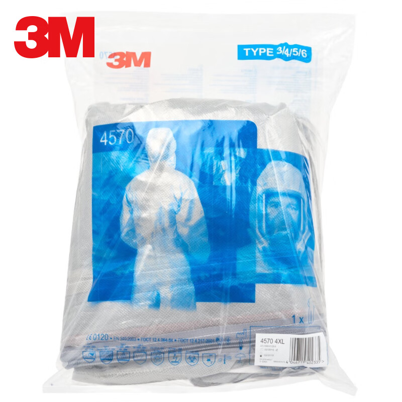 3M 4570防护服防强酸碱化学液体/防细菌微生物 医药加工防化服 M# 1件高清大图