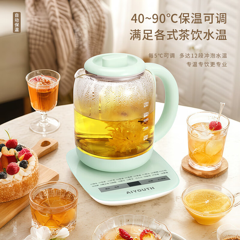 艾青春(AIYOUth)养生壶1.5升大容量 AI-YSH818(带滤网)浅绿色(单位:台)高清大图
