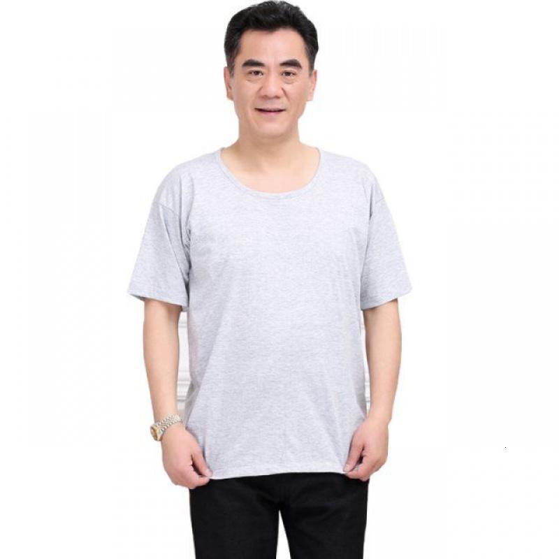 夏季老头衫中老年纯棉汗衫夏男士宽松全棉跨栏背心圆领短袖爸爸装