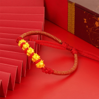 金一国囍足金3D硬金生肖五福牛黄金路路通通用款手绳手链 随机送精美时尚红绳 (定价)ACD073
