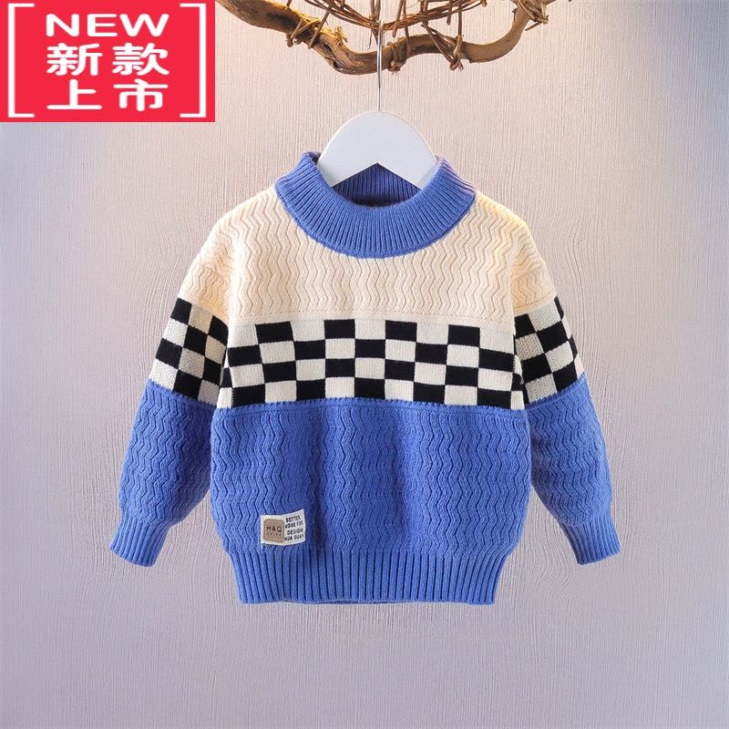 可莉允男童毛衣秋冬季儿童线衣2022新款男宝宝针织衫洋气拼色小童打底衫图片
