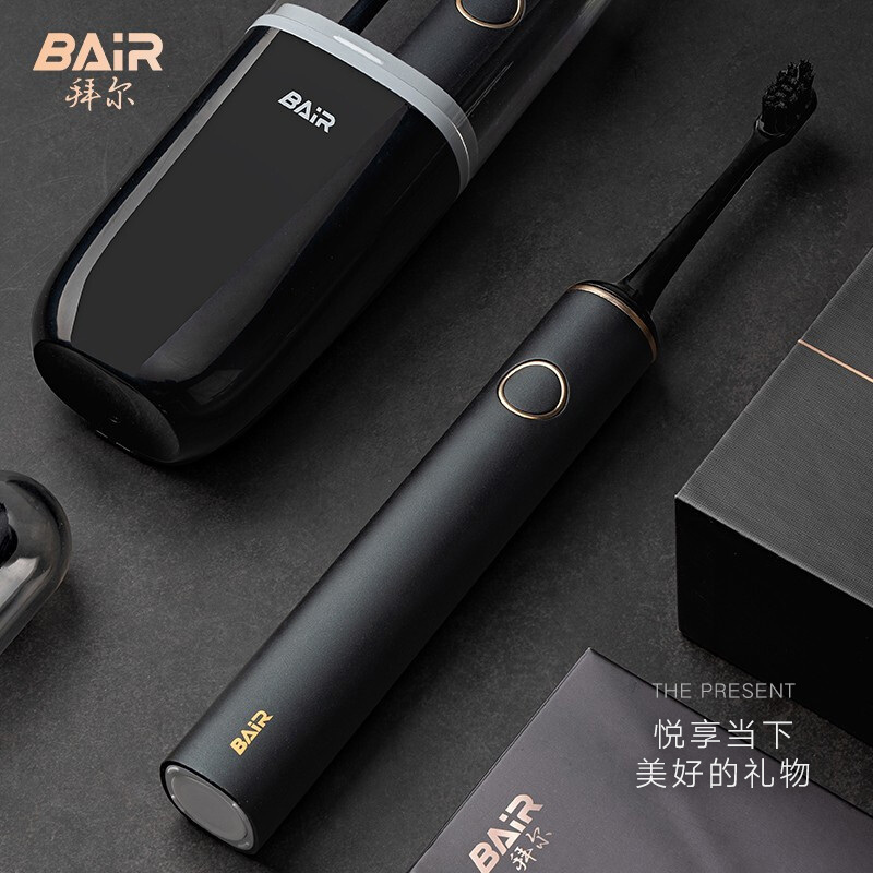 拜尔(BAiR) 充电式全自动成人电动牙刷 G1天青色黑色高清大图