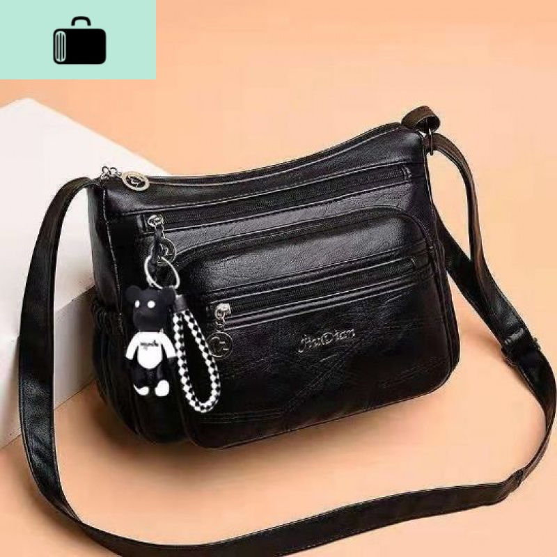 斜挎包中年单肩包妈妈包水洗皮女包包包女2019新款newlake女士单肩包