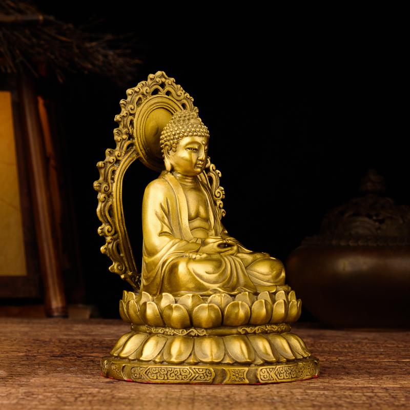 家柏饰(CORATED)佛像释迦牟尼佛 背光坐莲花如来佛摆件释迦摩尼佛车载小号高清大图