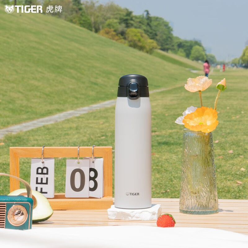 虎牌(TIGER)不锈钢保温杯保冷杯双层真空一键开启便携男女水杯MCT-K060 600ml高清大图
