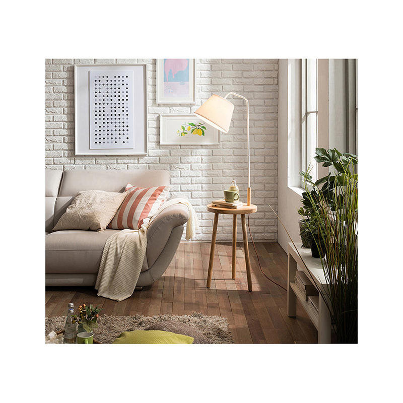 实木客厅卧室床头灯创意北欧ins遥控茶几led立式原木落地台灯