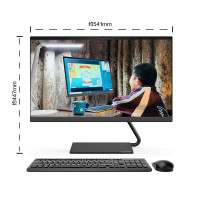 联想(Lenovo）AIO 逸-24 23.8英寸窄边低蓝光护眼屏 4205U 8G 256G 集显 WIFI 蓝牙 无线键鼠 商务办公家用娱乐网课致美一体机电脑 黑