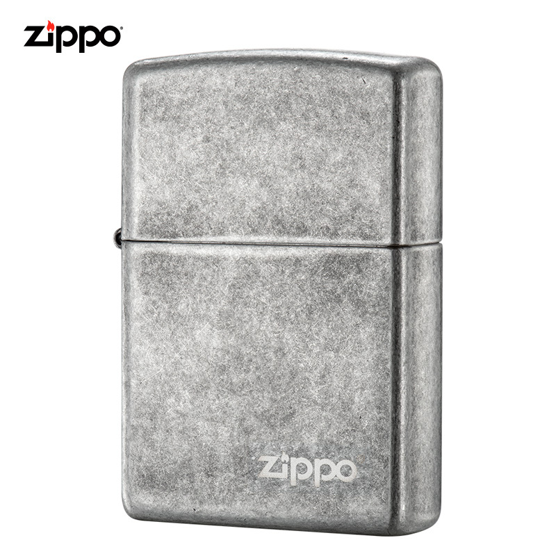 zippo芝宝打火机原装ZIPPO之宝煤油打火机仿古银商标121FBZL-000018