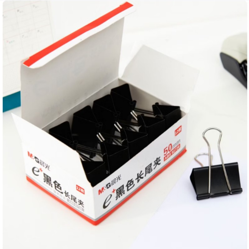 晨光(M&G)ABS92726 长尾夹 Eplus50mm(盒装)黑色 1# 4盒装高清大图