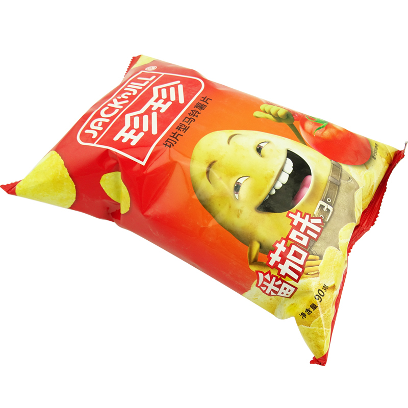 珍珍 马铃薯片番茄味90g单包装 儿童休闲膨化零食品小吃薄脆片