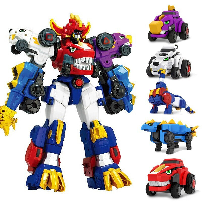 机甲玩具合体变形机器人男孩拼装组装玩具套装 五合体套装-烈焰战龙神