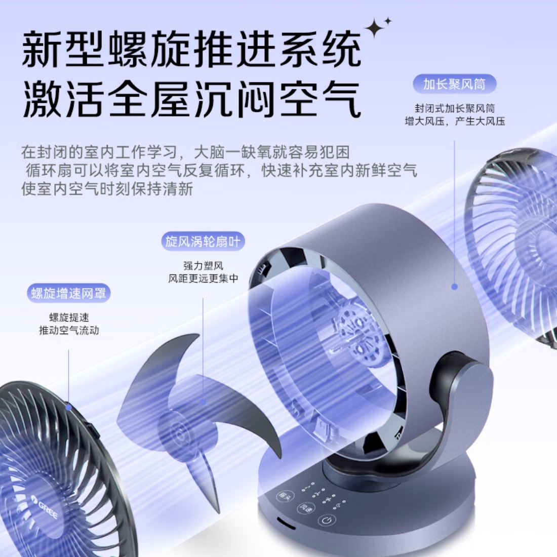 格力(GREE)家用卧室台式节能大风量涡轮空气循环扇 办公宿舍循环电风扇 遥控定时款FXT-1506Bg3高清大图