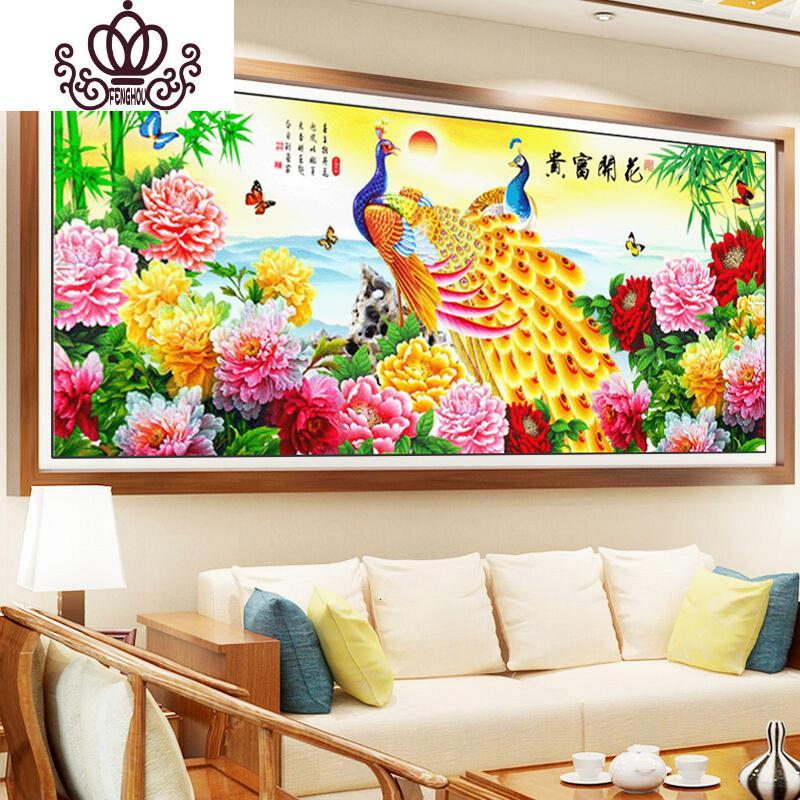 封后fenghou钻石画满钻新款花开富贵2020年点钻十字绣孔雀粘钻客厅5d