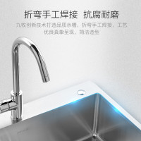 九牧(JOMOO)厨房手工槽水槽304不锈钢加厚大单槽套餐家用台下洗菜盆洗碗池