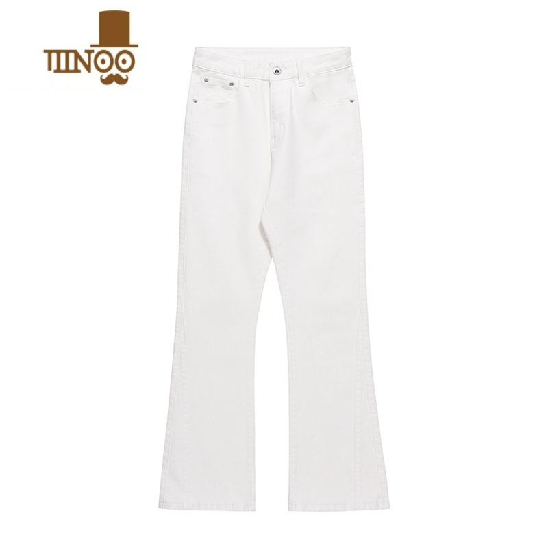 YANXU美式高街cleanfit纯色休闲牛仔裤男潮ins显瘦堆积感直筒微喇裤子