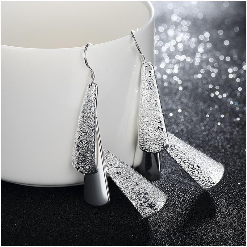 Women silver plated earring镀925纯银长款时尚大气耳环耳饰E015