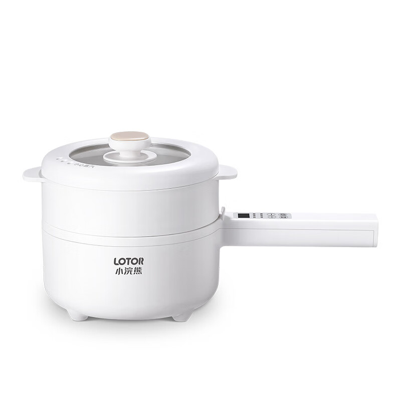 小浣熊 电煮锅宿舍学生家用多功能蒸煮一体小型电锅1-2-3人电热锅 XHX-A28电煮锅-白色高清大图