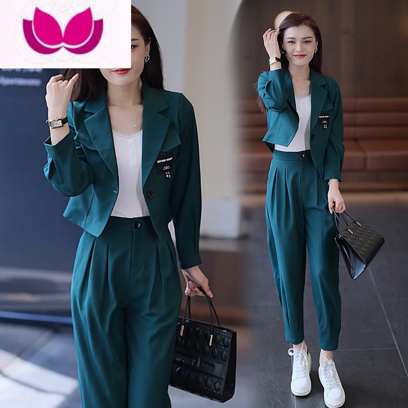 七斓2023年新款时尚休闲小洋装套装女装小个子小西装职业套高清大图